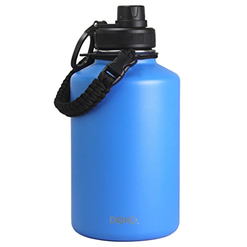 Image of Drinco Stainless Steel Water Bottle Spout Lid Vacuum Insulated Double Wall Water Bottle Wide Mouth Leak Proof Keep Cold Sport Camping Hiking (64oz Royal Blue)