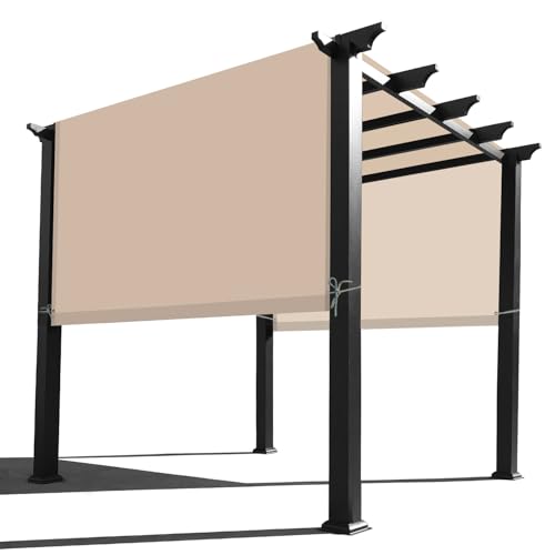Alion Home Rod Pocket Waterproof Universal Replacement Shade Canopy Top Cover for Pergola (14' X 9', Beige/Tan)