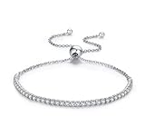 EROL Silver tennis bracelet for women | 925 Sterling | cubic zirconia | ladies fashion adjustable ball bracelet |gift for girls