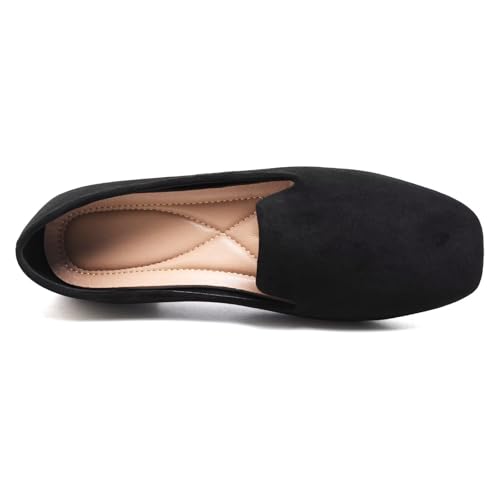 Image of ChaiRong Zhou Women Square Toe Ballets Flats Comfort Slip On Walking Shoes for Driving