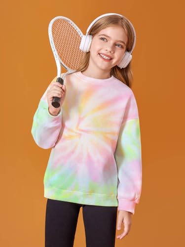 Image of Haloumoning Girls Oversized Crewneck Sweatshirts Kids Fleece Pullover Tops