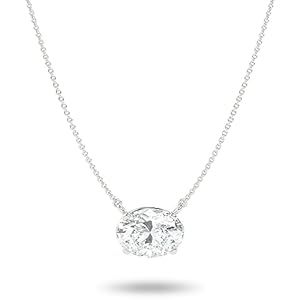 IGI Certified 1/3 to 3 Carat Oval Lab Grown Diamond Horizontal Solitaire Pendant Necklace for Women I 14k Gold Necklace (G-H, VS1-VS2, cttw) 16 to 18 Inch Long Adjustable Chain Necklace