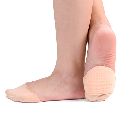 Image of Flammi 6 Pairs Ball of Foot Cushion Socks,Women's Toe Cover with Padding Toe Topper Liner Socks Non-Skid Bottom