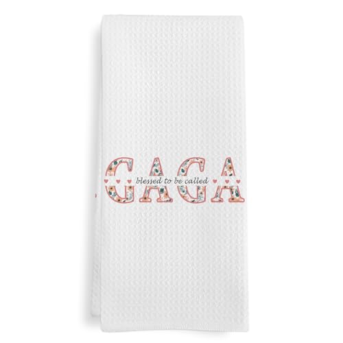 GWFSJYU Gaga Grandma Gifts Kitchen Towels, Mothers Day Birthday Gifts for Grandma Dish Tea Towels, Mimi Gig Gaga Gift Decorative Hand Towel for Kitchen Bathroom, 16x24 Inch