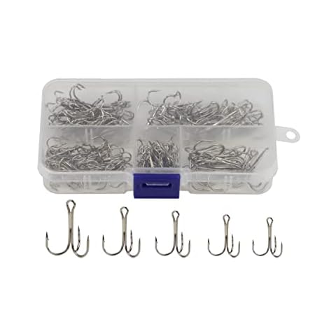 Beoccudo Treble Hooks Kit, Saltwater Freshwater Size 2 4 6 8 10 Triple Fishing High Carbon Steel Hooks Cover