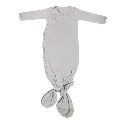 Image of Copper Pearl Baby Gown - Knotted Newborn Sleepers for Baby Boy and Girl, Soft Stretchy Long Sleeve Infant Gowns with Bottom Tie and Hand Mittens, Perfect Hospital Coming Home Outfit (Stone)