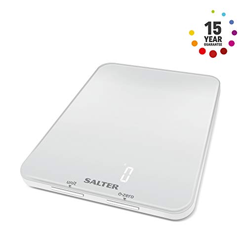 Salter Ghost Balance de cuisine électronique digitale  Fonction Tare - Blanche - grammes, ml, onces, livres - Garantie 15 ans
