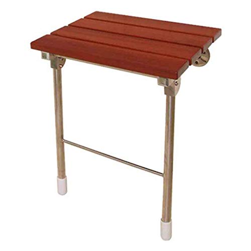 Taburete de ducha plegable de pared, asiento plegable de madera con diseño antideslizante y patas de acero inoxidable, ideal para personas mayores y discapacitadas