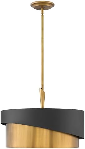 Hinkley Fredrick Ramond Gigi Small Convertible Drum Pendant Chandelier, Three Light, Pendant or Semi-Flush Mount, Asymmetrical Silhouette, Heritage Black Finish with Black Accent