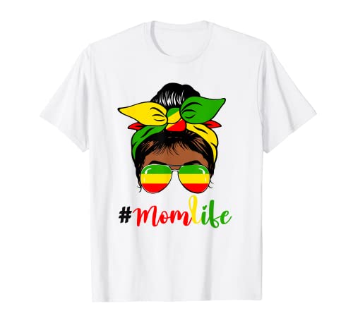 Softball Mom Messy Bun Glasses Bandana Baseball Mother's Day T-Shirt