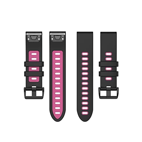 DAVNO Correa de reloj de liberación rápida de 26 22 mm para Garmin Fenix 7 7X 7S 3HR 945 correa de muñeca de silicona Easyfit para reloj Fenix 6 Fenix 5 (color: negro rosa, tamaño: Fenix7S)
