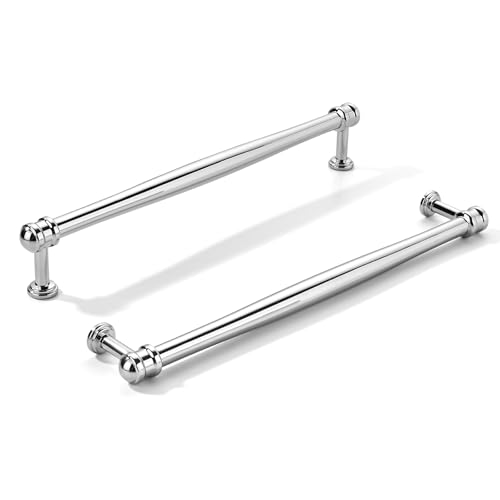 khtumeware 2 Pack 8inch(203mm) Hole Center Vibrant Polished Chrome Cabinet pulls Solid Heavy-Duty Tradition Kitchen Cabinet Handle Cabinet Hardware for Dressing Table Bathroom Pull