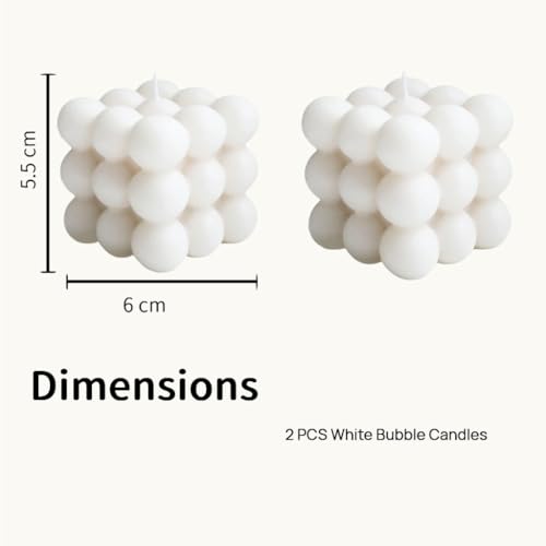 Duftkerze in Würfelform,2 Stück Weiß Bubble Kerze Candle,Sojawachs Kerzen Handgefertigt Duftkerze Aromatherapie Kerze für Dekoration Aesthetic für Schlafzimmer,Badezimmer,Dekoration