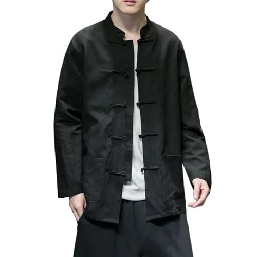Chemise lin homme ample anti-transpiration pour entraînement Tai Chi et Kung Fu
