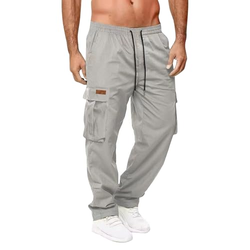 Baggy Mens Cargo Sweatpants Wide Leg Lightweight Low Rise Drawstring Sweatpants Athletic Jogging Pant with Pockets3