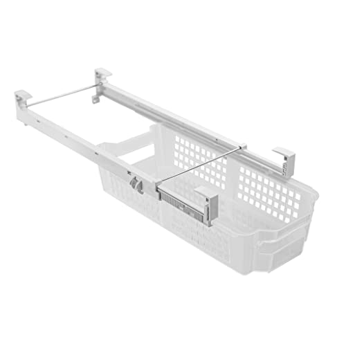 Smart Design Adjustable Pull Out Refrigerator Drawer - Medium - Extendable Rails and Handle - BPA Free Plastic - Holds 15 lbs - Fridge Bin, Freezer Container, Food Shelf Organizer - Kitchen - Clear