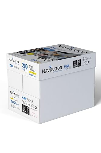 Navigator Home Pack - Papel para impresora A4, papel multiuso, papel para fotocopiadora, color blanco, caja de 10-90 g/m², 200 hojas