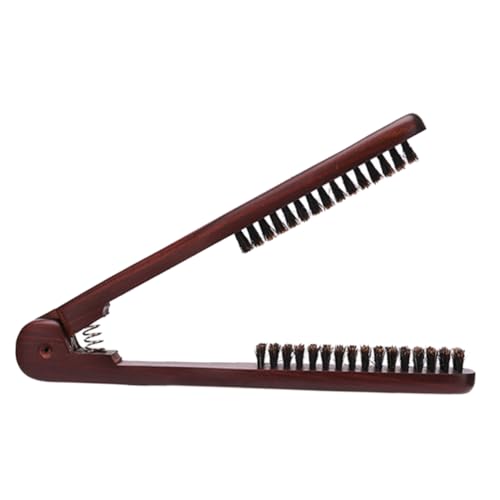 Cepillo alisador con pinza ergonómica doble para cabello miniatura 1