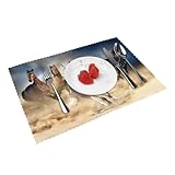 Matériau du produit : ces sets de table à motif cheval qui court dans la tempête du désert sont fabriqués en polyester et sont réutilisables. L'ensemble comprend quatre pièces pour ajouter une touche vibrante à votre table de salle à manger.