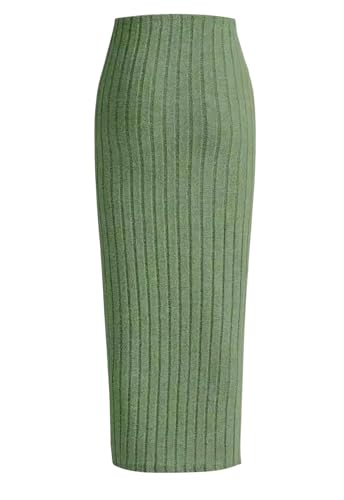 ebossy Women's Winter Warm High Waist Rib Knit Bodycon Long Skirts Basic Stretch Pencil Skirts in Solid Color2