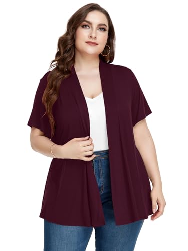 Image of LARACE Short Sleeve Cardigans for Womens Summer Tops Casual Plus Size Open Front Lightweight Cover Up