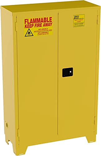 Jamco Manual Closing Doors Forkliftable Safety Steel Storage Cabinet For Flammable Liquids, 45 Gallon, 34-Inch X 18-Inch X 70-Inch, Yellow #TOP9