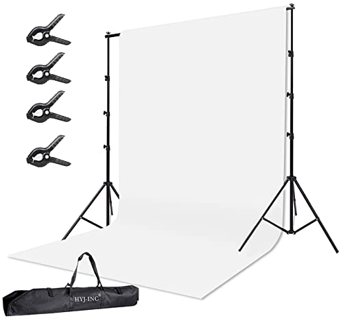 Hyj-Inc Photo Background Support System With 10 X 10Ft Backdrop Stand Kit,10 X12Ft 100% White Cotton Muslin Backdrop,Clamp,Carry Bag For Photography Video Studio #TOP10