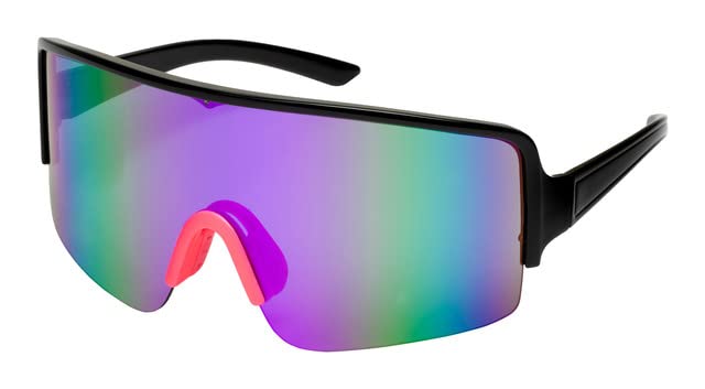 Oversized Mirrored Sunglasses Retro Reflective Non-Polarized 80s 90s Vintage Visor Sunglasses Womens Mens