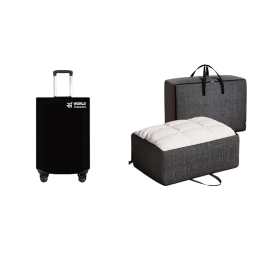 Image of Kraptick Non-Woven Luggage Cover - Waterproof, Dustproof, and Stretchable Luggage Protector Cover, + Storage Bag for Clothes, Cloth Organiser for Storage, Under Bed Storage Bag, Wardrobe