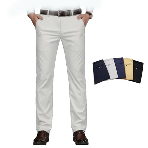 Silamone Timeless Stretch Pants, Lightweight Calormas Mens Pants, Men's High Stretch Straight Fit Trousers
