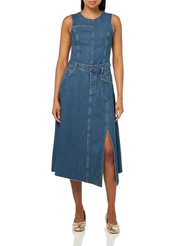 Desigual Damen Denim Kleid Ärmellos, Blau, Klein