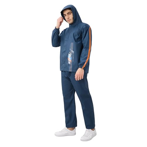 Image of Citizen Designer Rain Suit for Men, Special Slub Rubberized Fabric, Heavy PVC Coating, Heavy Duty Zipper, Reflective Back Print, Inbuilt Cap, Elastic Cuff, Designer Tapping Series