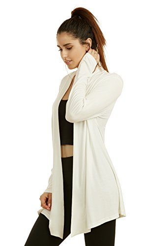 Image of Cardigan - Women's Classic Chic Rayon Fabric Cardigan Sweater for Layering All Season Open Drape Cute Comfortable and Durable (M, Ivory), Ivory, Size Medium