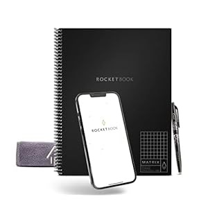 Rocketbook Matrix Smart Reusable Graph Notebook | Eco-friendly, Digitally Connected Isometric Notebook | infinity Black, Letter Size (8.5″ x 11″) with Pen, Cloth, and App Included