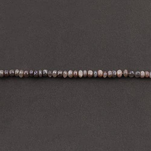 Perles rondelles en Pierre de lune pêche authentique et revêtement argenté LKBEADS