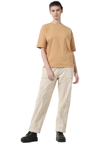 Image of ONLY Round Neck Drop-Shoulder Sleeves Oversized T-Shirt