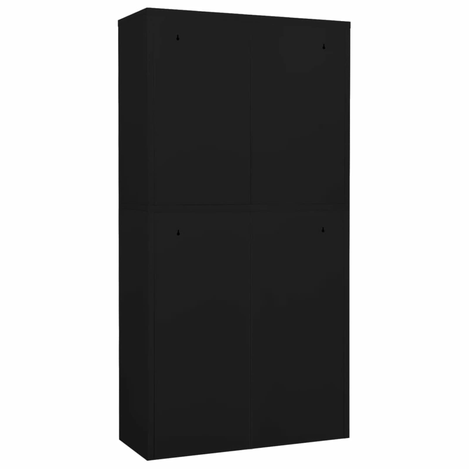 Szafka biurowa, czarna, 90 x 40 x 180 cm, stal, szafka na dokumenty, na segregatory, szafki na dokumenty