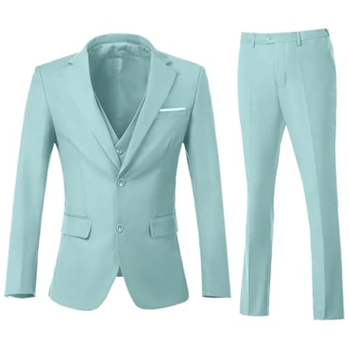 Men 3-Piece Slim Fit Suit 2-Button Solid Blazer Vest Pants for Wedding Business Set for Groom2