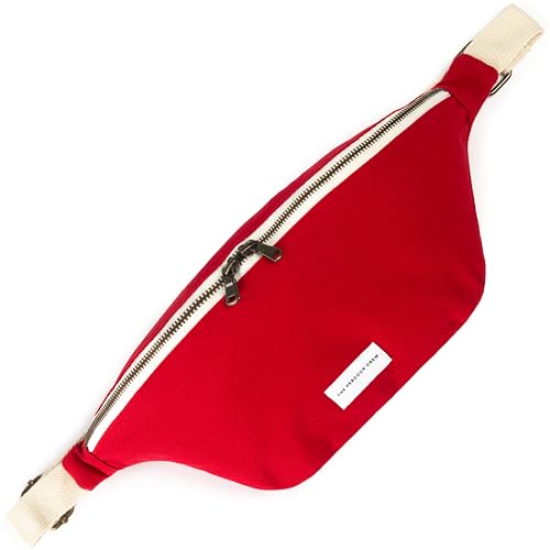 Image of The Peacock Crew Canvas Crossbody Sling Bag for Men & Women - Adjustable Strap, Dual Zippers Left /Right Handed, Secure Everyday Travel Fanny Pack Shoulder Pouch, Trekker Red, Medium, Crossbody Belt