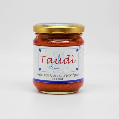 Taudì Conserve Salsa Ta Sciali Mit Schwertfischrogen – Sizilianische Spezialität – Natürlich & Handgemacht, Ideal Für Pasta & Bruschetta, Ohne Zusatzstoffe Im Glas 180g