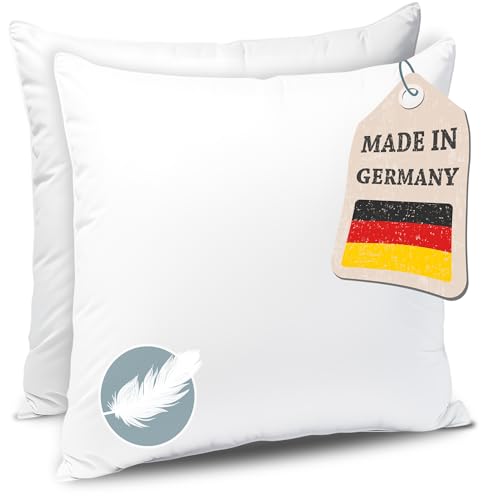KNERST Kopfkissen Federkissen Made in Germany - Kissen mit 100% Federfüllung - Federkopfkissen mit Bezug aus Baumwolle - Ökotex-Zertifiziert - Füllkissen für erholsamen Schlaf - Kissen 40x40 2er Set
