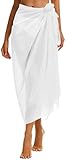 Gosunny Sarong Tuch Damen Sommer Chiffon Strandtuch Lange Strandkleid Leicht Pareos Bikini Cover Up(Weiß)