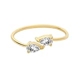 RDSGYZ Anillos de moissanita de 9 quilates, 14 y 18 quilates para mujer, oro amarillo real, anillos de compromiso estrechos con forma de pera de moissanita, anillo de boda, aniversario, anillo de boda