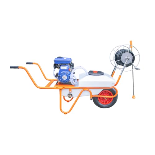 Carretilla sulfatadora de 1 Rueda 80cc 50L con Manguera de 50 Metros y Lanza de 90 cm