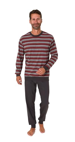 Normann Herren Frottee Schlafanzug Langarm Pyjama mit Bündchen - auch in Übergröße, Farbe:rot, Größe:52