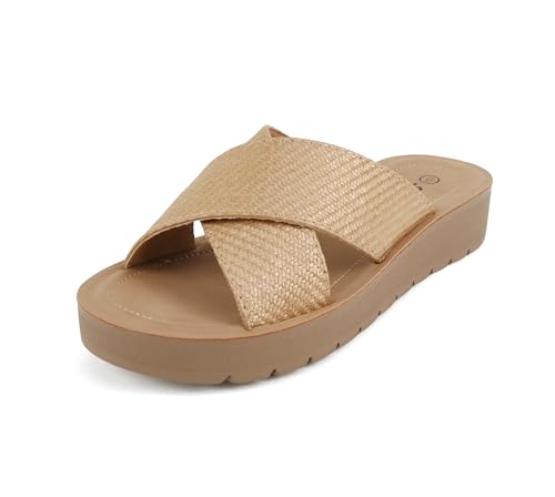 Image of Soda LUCY ~ Women Open Toe Flatform Platform Crisscross Band Upper Fashion Slide Sandals