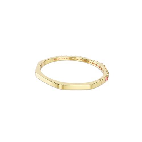 Image of Swarovski Matrix Octagon Bangle, Baguette Cut, Clear, Pink Crystals, Rhodium and Gold-Tone Finishes