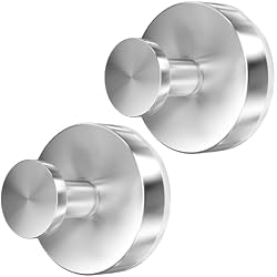 Suction Cup Hooks for Shower, 2 PCS No-Drill Towel Holder for Bathrooms Wall, Glass Door, Mirror, Tiles, Kitchen, Hold Robe & Wreath, Hanging up to 15 lbs – Waterproof & Rustproof, Loofah-Silver