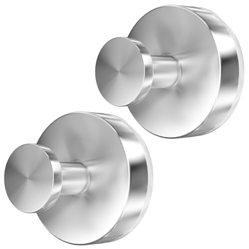 Suction Cup Hooks for Shower, 2 PCS No-Drill Towel Holder for Bathrooms Wall, Glass Door, Mirror, Tiles, Kitchen, Hold Robe & Wreath, Hanging up to 15 lbs – Waterproof & Rustproof, Loofah-Silver