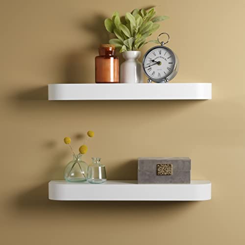 Melannco Modern Chunky Floating Wall Shelves For Bedroom, Living Room, Nursery, Office, Set Of 2, 20 Inch, White Finish #TOP1